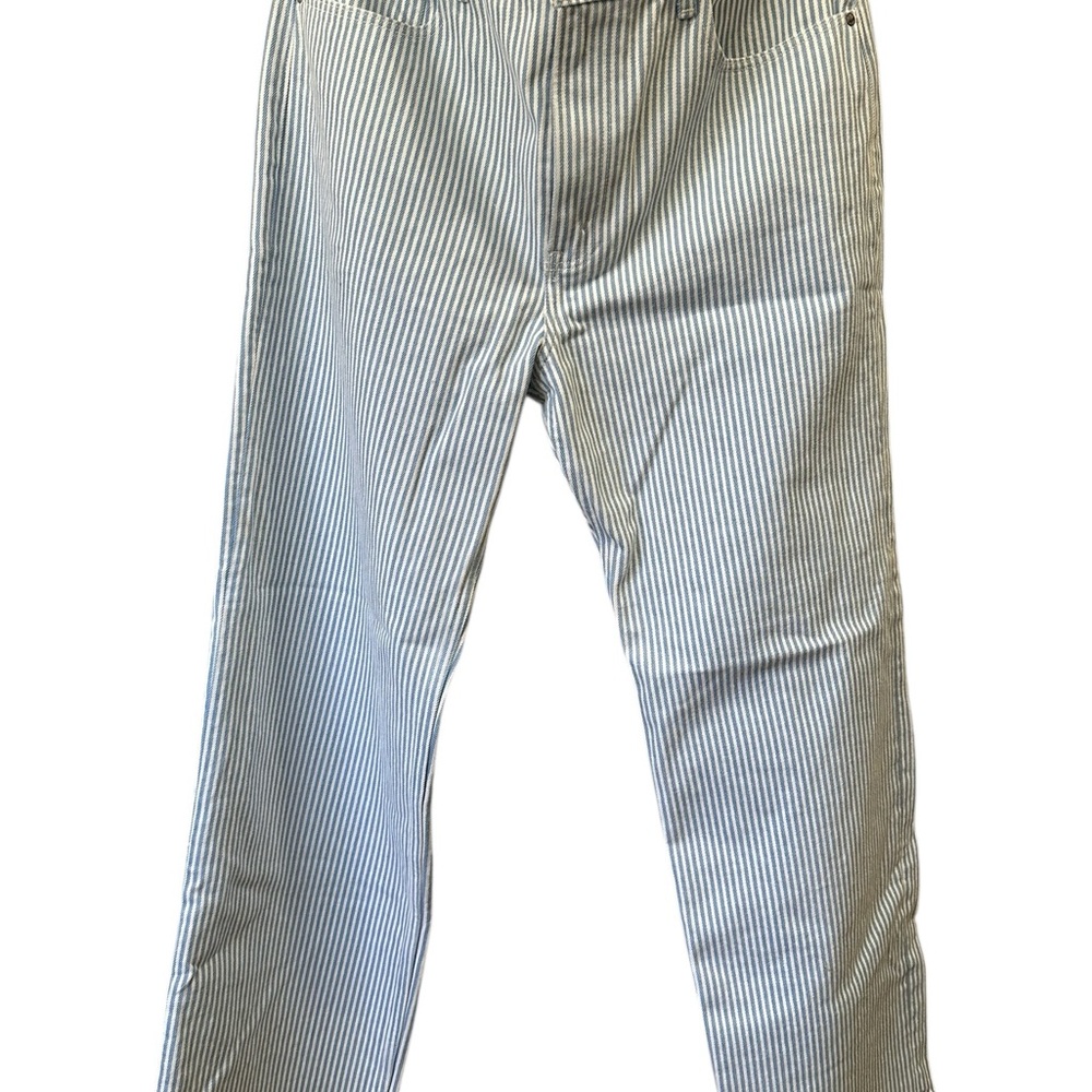 Abercrombie & Fitch Curve Love 90s relaxed fit jean in blue white stripe 31S NWT - Picture 4 of 10